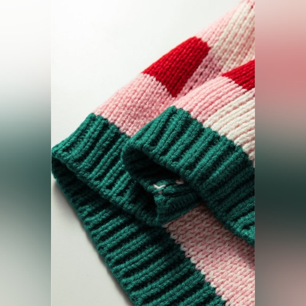 Christmas Plaid Bow Open Front Sweater Knit Cardigan - Picture 5 of 9